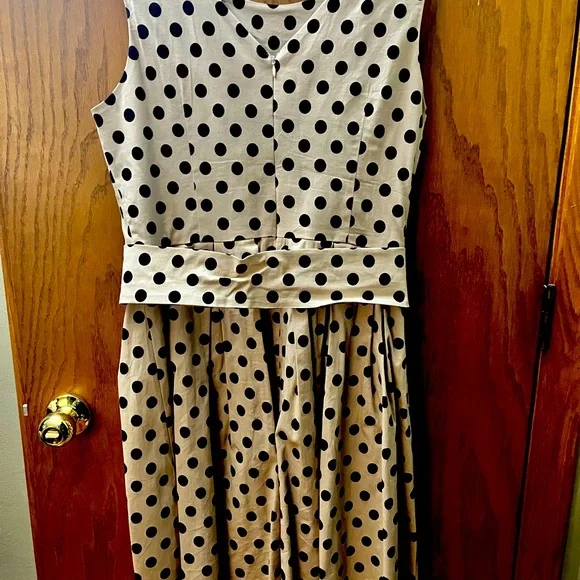 1950’s Sleeveless Polka Dot Dress size L - Picture 4 of 5
